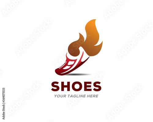 Fire spirit shoe sports logo symbol icon design illustration