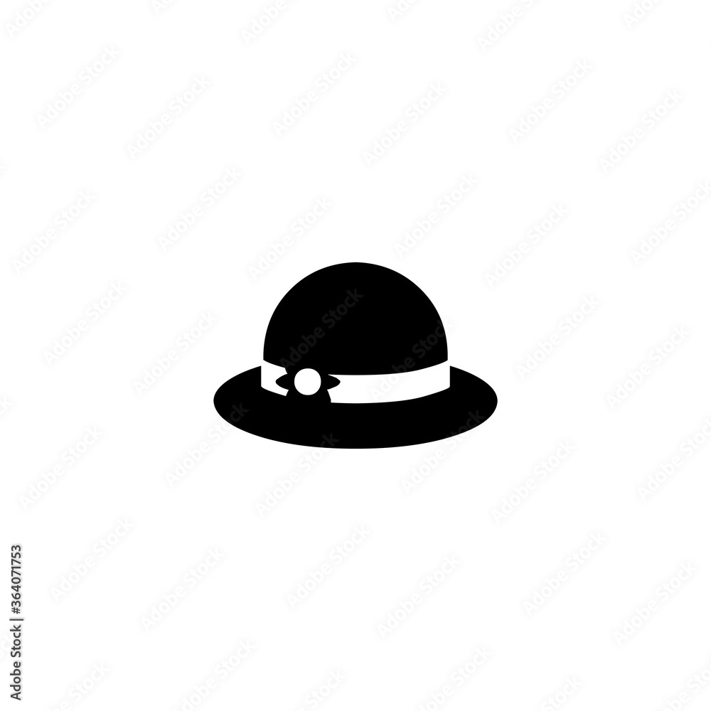 Fototapeta premium Womans Hat Flat Vector Icon. Isolated Women Summer, Sun Hat with Flower Ribbon Illustration - Vector