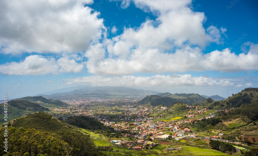 Obraz premium Aerial view of village near La Laguna, Anaga, Tenerife island, Canary