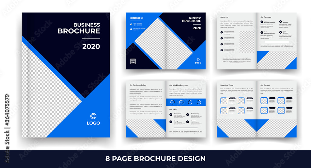 8 Pages creative business brochure template and simple & minimal design template	