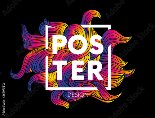 Hand drawn fluid shape design. Artistic graphic element. Vector illustration for a postcard or a poster. Eps10 vector. Set.