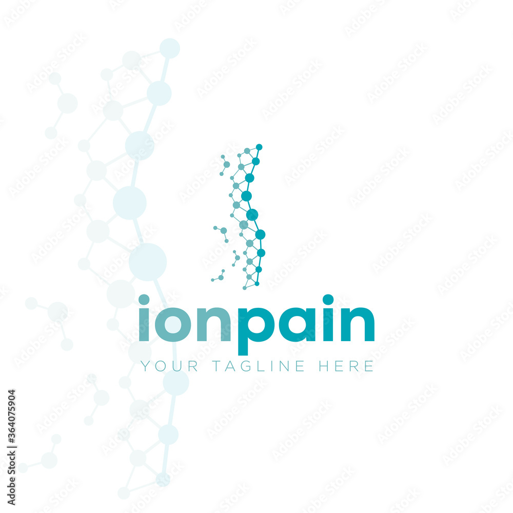ion pain logo, creative back bone with ion style vector