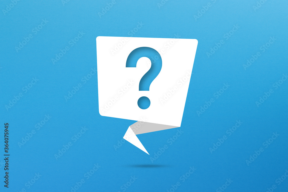Question mark with speech bubble on blue background Question mark with speech bubble on blue background