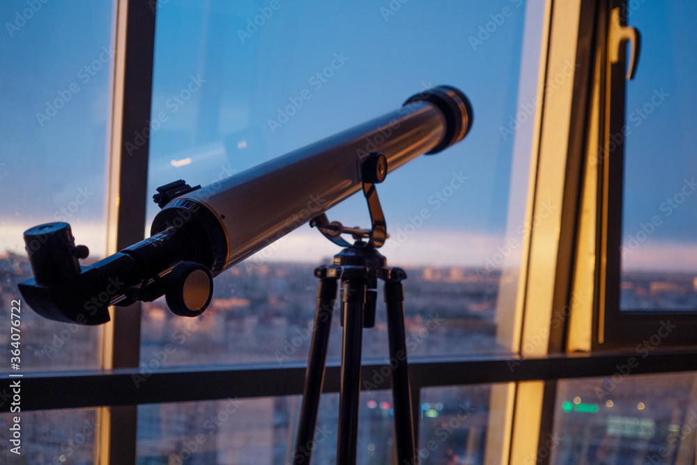 telescope on the balcony, Telescope on the tripod, shallow telescope on the balcony, Telescope on the tripod, shallow
