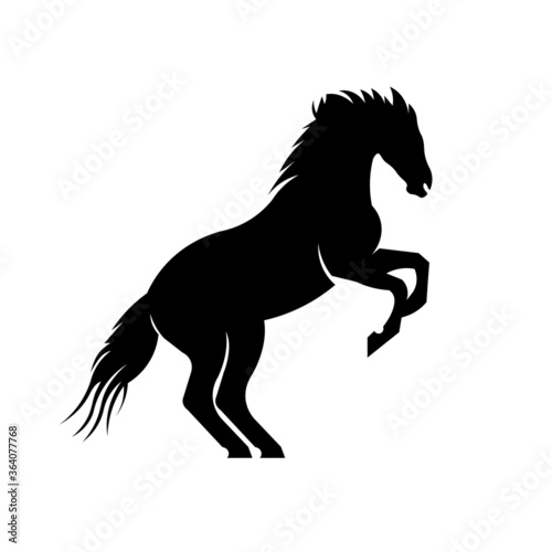 Horse standing silhouette on isolated background