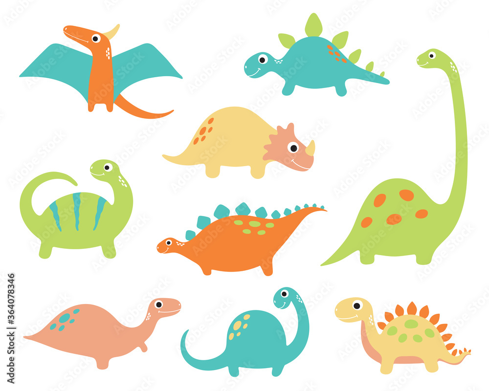 Funny cartoon dinosaurs collection. Vector illustration Funny cartoon dinosaurs collection. Vector illustration