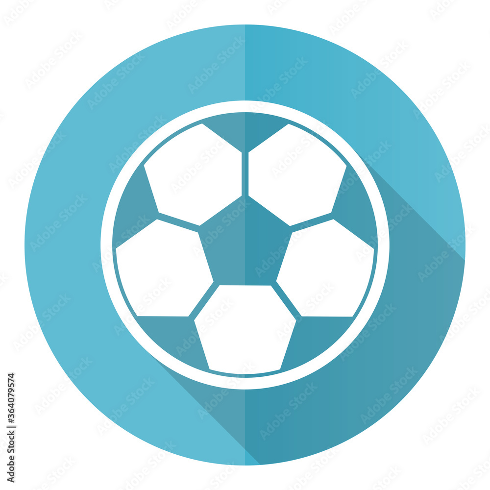 Football vector icon, flat design blue round web button isolated on white background Football vector icon, flat design blue round web button isolated on white background