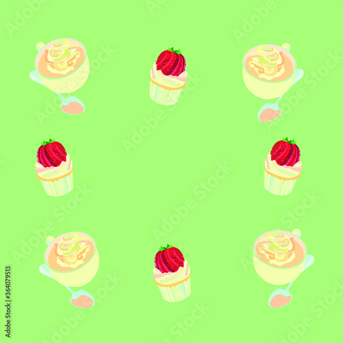 Gentle illustration of a capuccino and cupcake