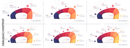 Vector pie chart infographic templates in the form of abstract shape