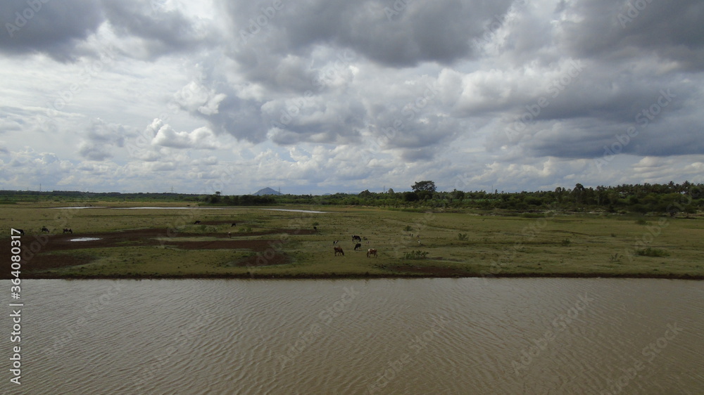 Fototapeta premium clouds over the river