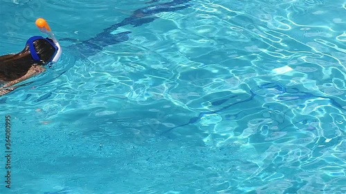 Slow Motion Swimmer Girl In Pool