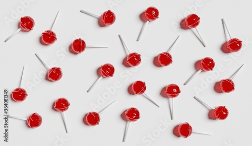 red lollipops on a white background 3d render 