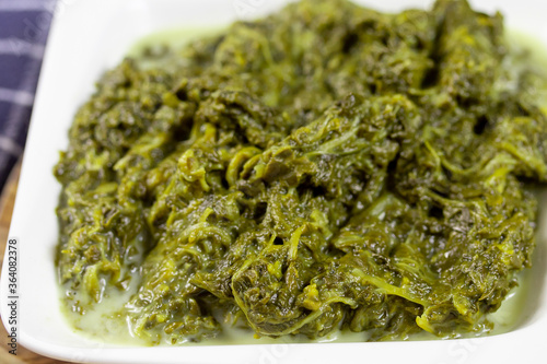dish of spinach cooked with fresh cream