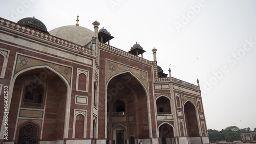 Hyper-lapse of Mughal Emperor Humayun's Tomb, a famous landmark and UNESCO world heritage site in Delhi shot in 4k photo