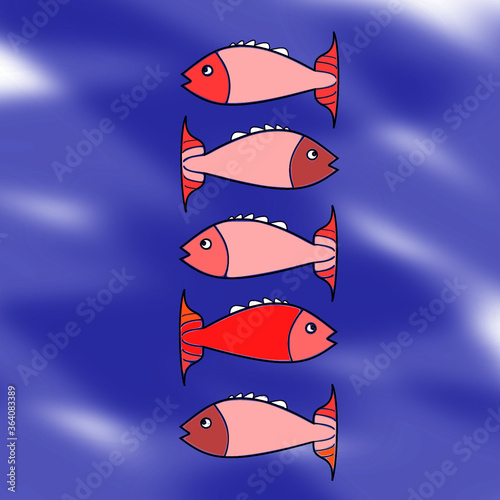 Fish sketch collection. Hand drawn vector illustration. School of fish vector illustration. Food menu illustration. Hand drawn fish set. Engraved style. Sea and river fish.
