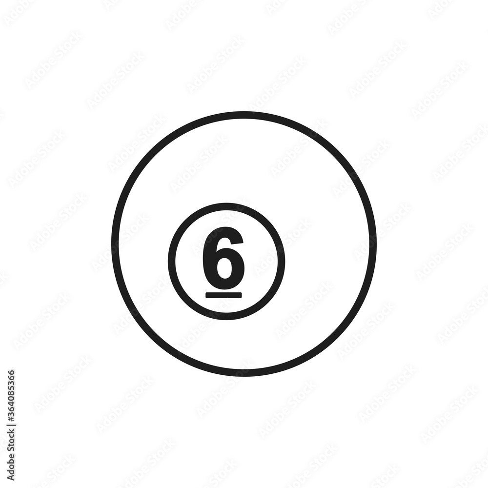 Billiard ball icon. 6 number ball symbol modern, simple, vector, icon for website design, mobile app, ui. Vector Illustration Billiard ball icon. 6 number ball symbol modern, simple, vector, icon for website design, mobile app, ui. Vector Illustration