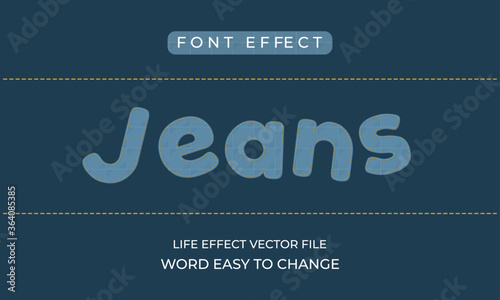 jeans font effect. creative font effect vector design