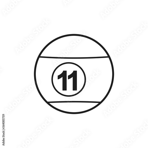 Billiard ball icon. 11 number ball symbol modern, simple, vector, icon for website design, mobile app, ui. Vector Illustration