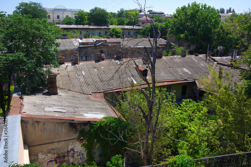 Odessa, Ukraine, 06.30.20. View of the old roofs of houses.