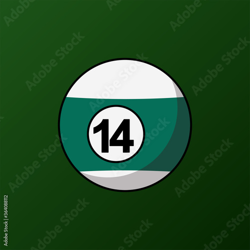 Pool ball. Number 14 ball icon. Billiard ball symbol modern, simple, vector, icon for website design, mobile app, ui. Vector Illustration