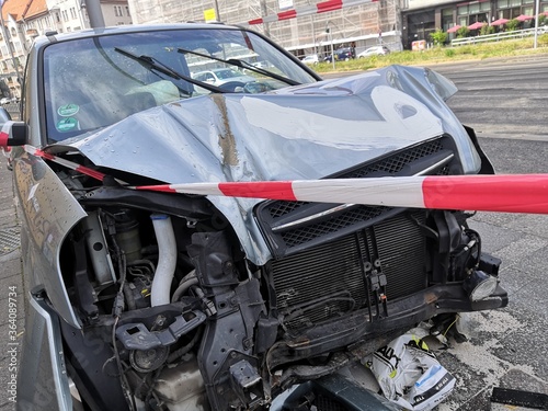 Photography Rest of a crashed car after a traffic accident
