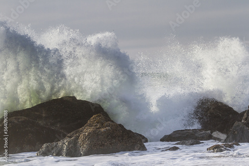 Powerful waves splashing