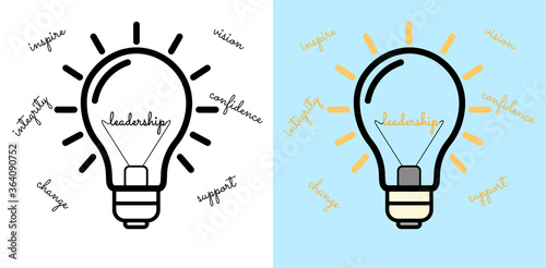 Light Bulb Vector Illustration with Leadership Concept.
