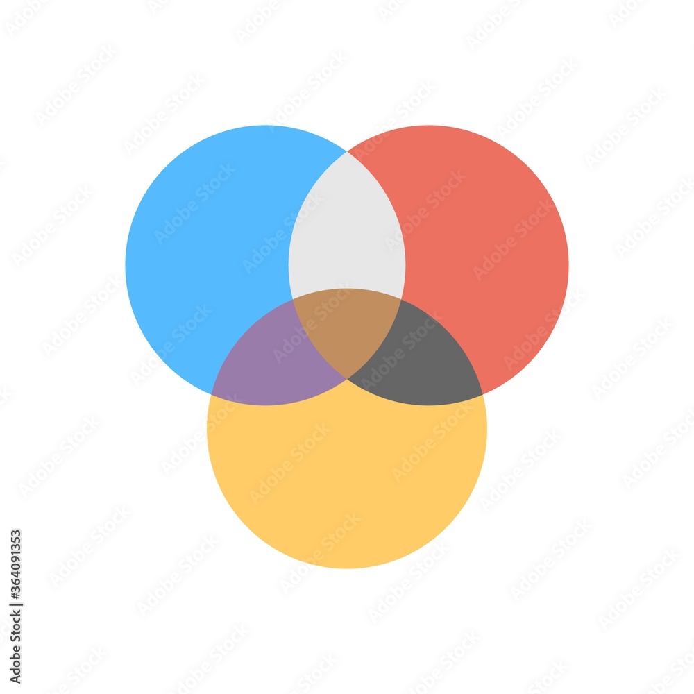 RGB color spectrum icon illustration in flat design style. RGB color spectrum icon illustration in flat design style.