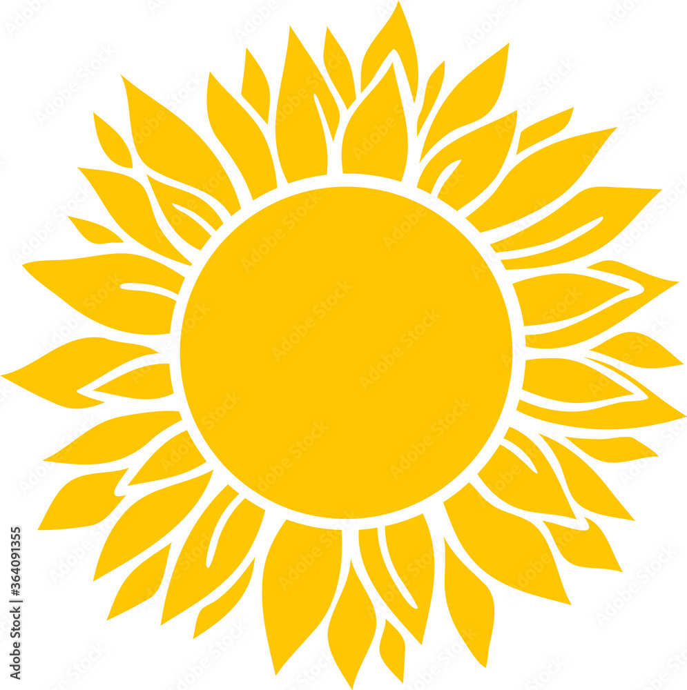 Sunflower vector illustration. Round icon in yellow Sunflower vector illustration. Round icon in yellow