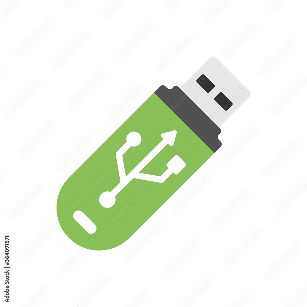 Usb flash memory icon in flat design style isolated on the white background.