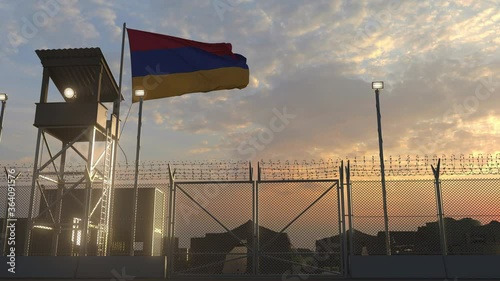 Flag of Armenia at military base photo