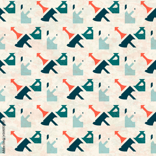 Abstract seamless pattern in mid century modern colors, vector illustration with texture