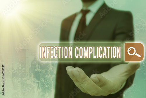 Handwriting text Infection Complication. Conceptual photo unwanted reaction resulted from an immunosuppression Web search digital information futuristic technology network connection photo