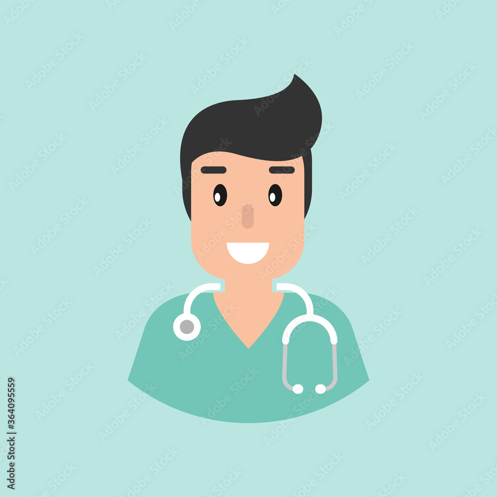 Smiling man doctor with stethoscope. User avatar isolated on blue. Medical internet consultation. Smiling man doctor with stethoscope. User avatar isolated on blue. Medical internet consultation.