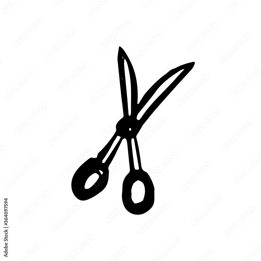 Scissors hand drawing. Scissors hand drawing.