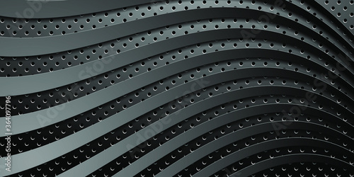 Wallpaper Mural Dark technology background. Black perforated metal and waves texture. Abstract corporate background. Vector EPS10 Torontodigital.ca