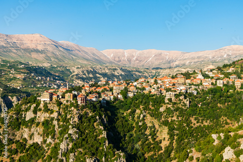 View of Bcharre (Bsharri) in Lebanon. The town has the only preserved original Cedars of God (Cedrus libani) © Hein van Tonder