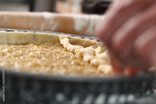 Twist strips into spirals and arrange on top of filling. Making Shoofly Tart Series. photo