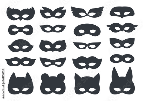 Black carnaval silhouette mask set on white