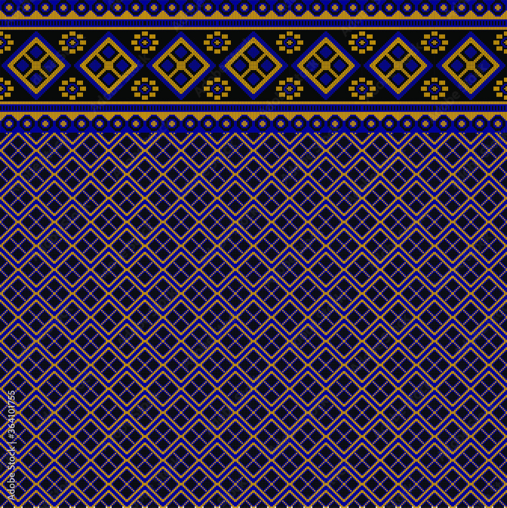 Indonesia Batik Tenun Background Pattern, Sumatra Pattern in Purple and Green Color