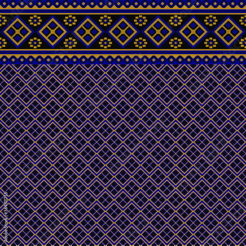 Indonesia Batik Tenun Background Pattern, Sumatra Pattern in Purple and Green Color