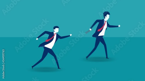 Business people running in relay race