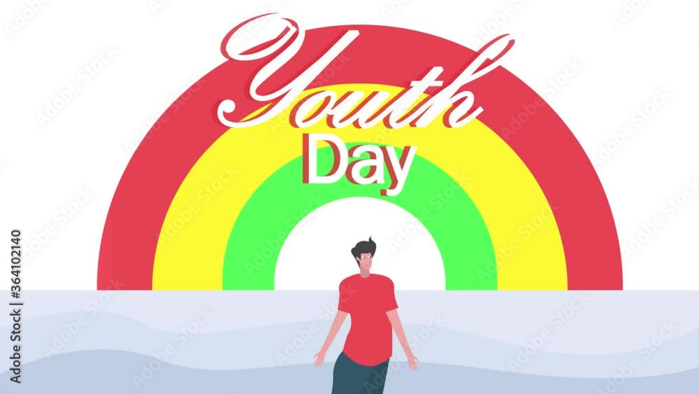 Cartoon happy boy character celebrating youth day Cartoon happy boy character celebrating youth day