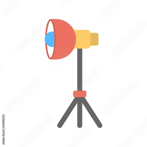 A studio light for photoshoot and photography. Flat icon illustration.