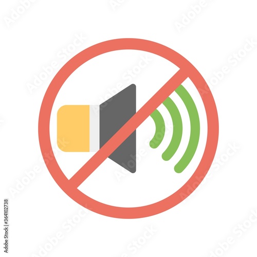 No sound icon illustration in flat design style. Mute sign.