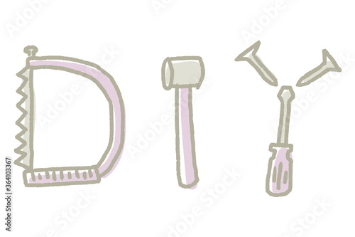 「DIY」の文字のタイポグラフィ。