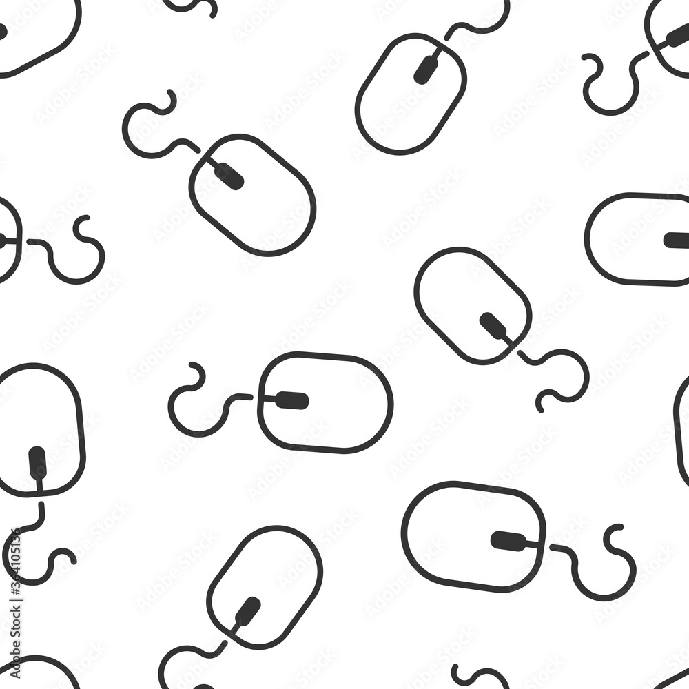 Computer mouse icon in flat style. Cursor vector illustration on white isolated background. Pointer seamless pattern business concept. Computer mouse icon in flat style. Cursor vector illustration on white isolated background. Pointer seamless pattern business concept.