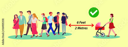 Physical Distancing in public parks.
Keep the distance 6 feet or more in parks and recreational facilities.
Avoid crowded areas sign.

