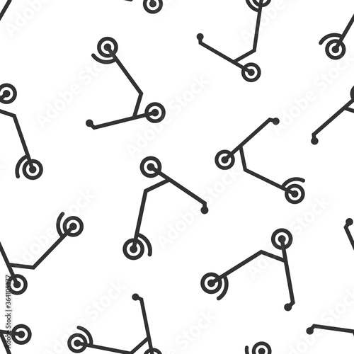 Electric scooter icon in flat style. Bike vector illustration on white isolated background. Transport seamless pattern business concept.