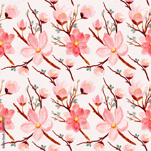 pink watercolor flower seamless pattern
